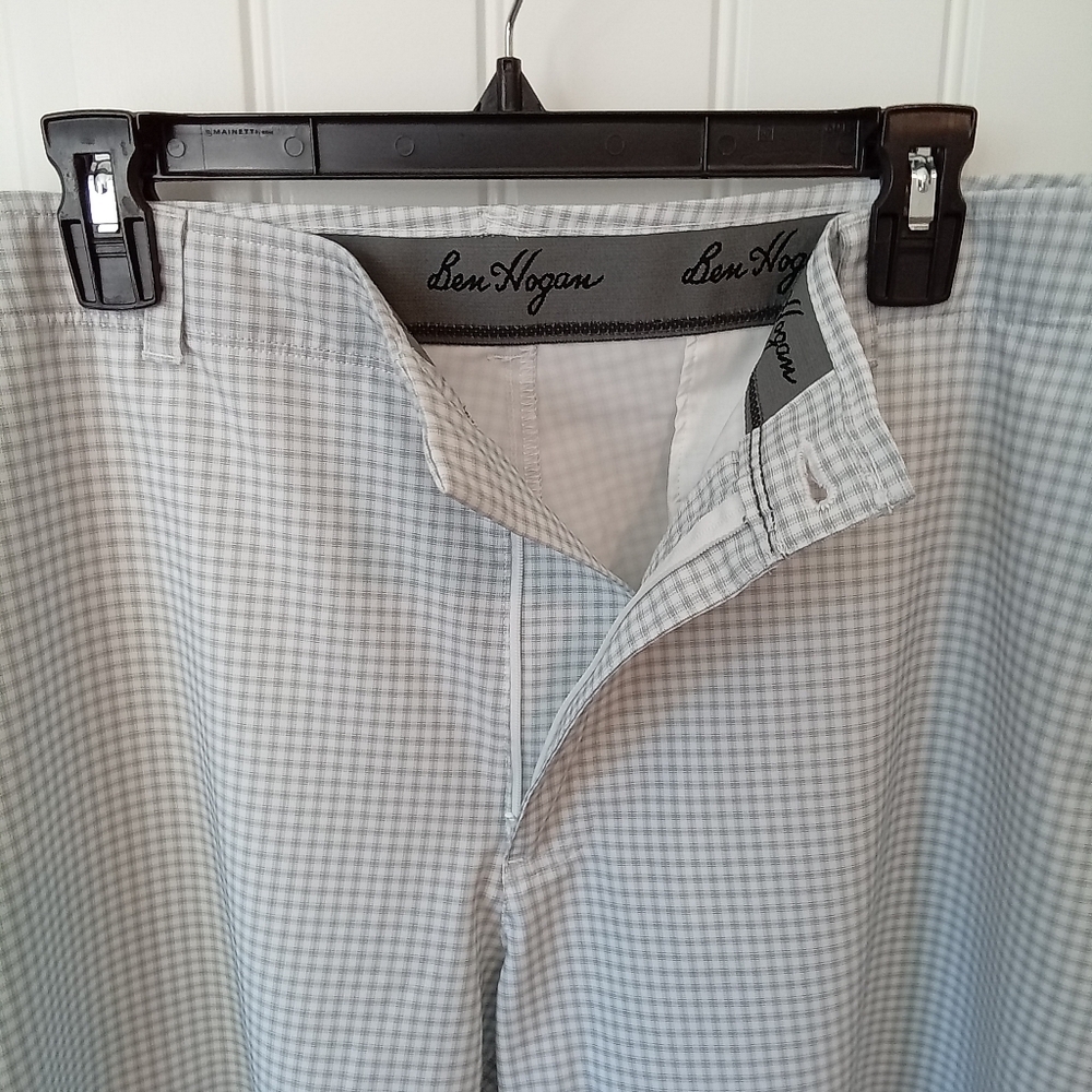 Ben Hogan Big & Tall Men's Size 42 Gray & White Gingham Flat Front Golf Shorts - Picture 6 of 8